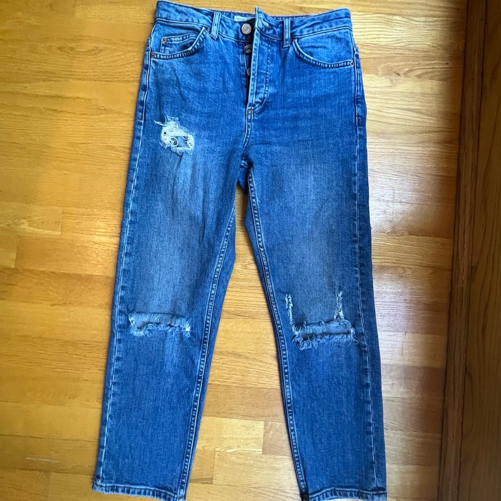 Topshop Cropped Distressed Jeans